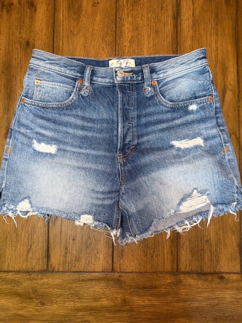 We The Free by Free People Distressed Denim Shorts | Size 27 | Medium Wash